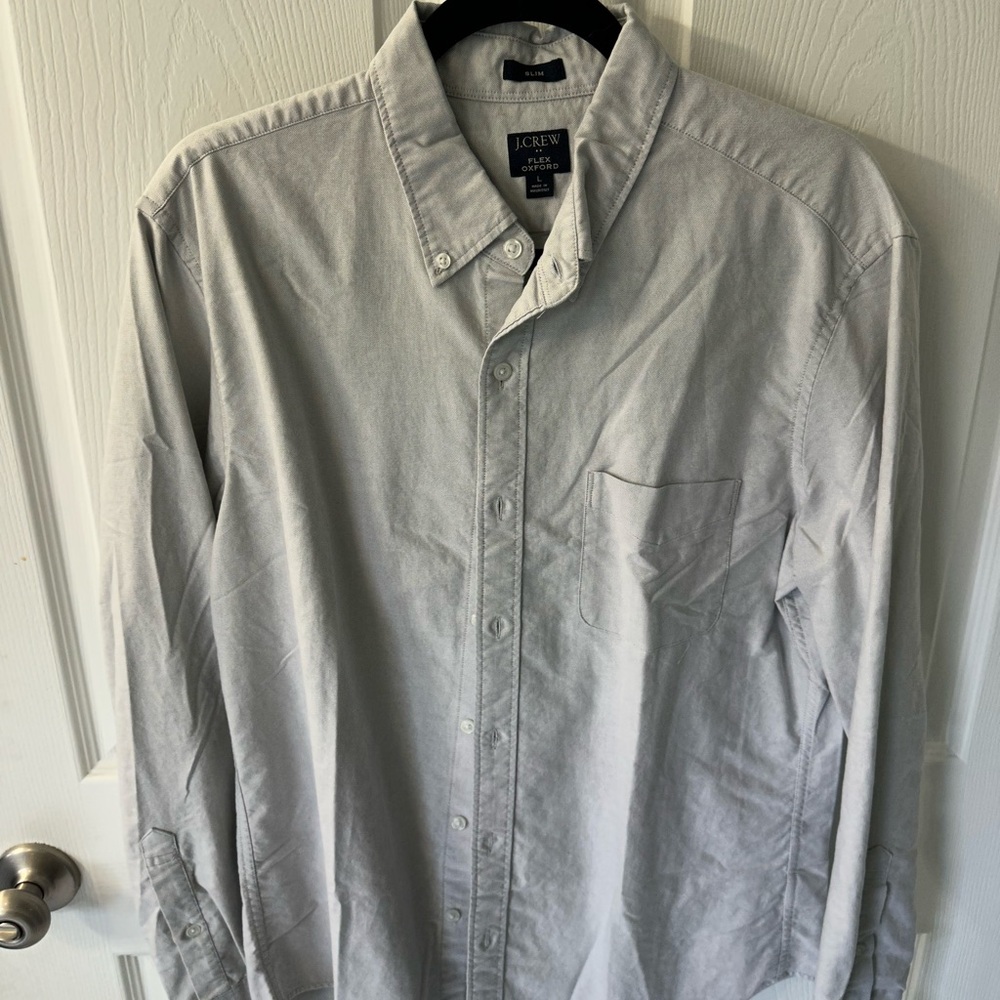 J. Crew Men's Light Gray Casual Button-Down Shirt